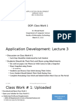 OOP: Class Work 1: Application Development SPRING 2020 BS CS Elective