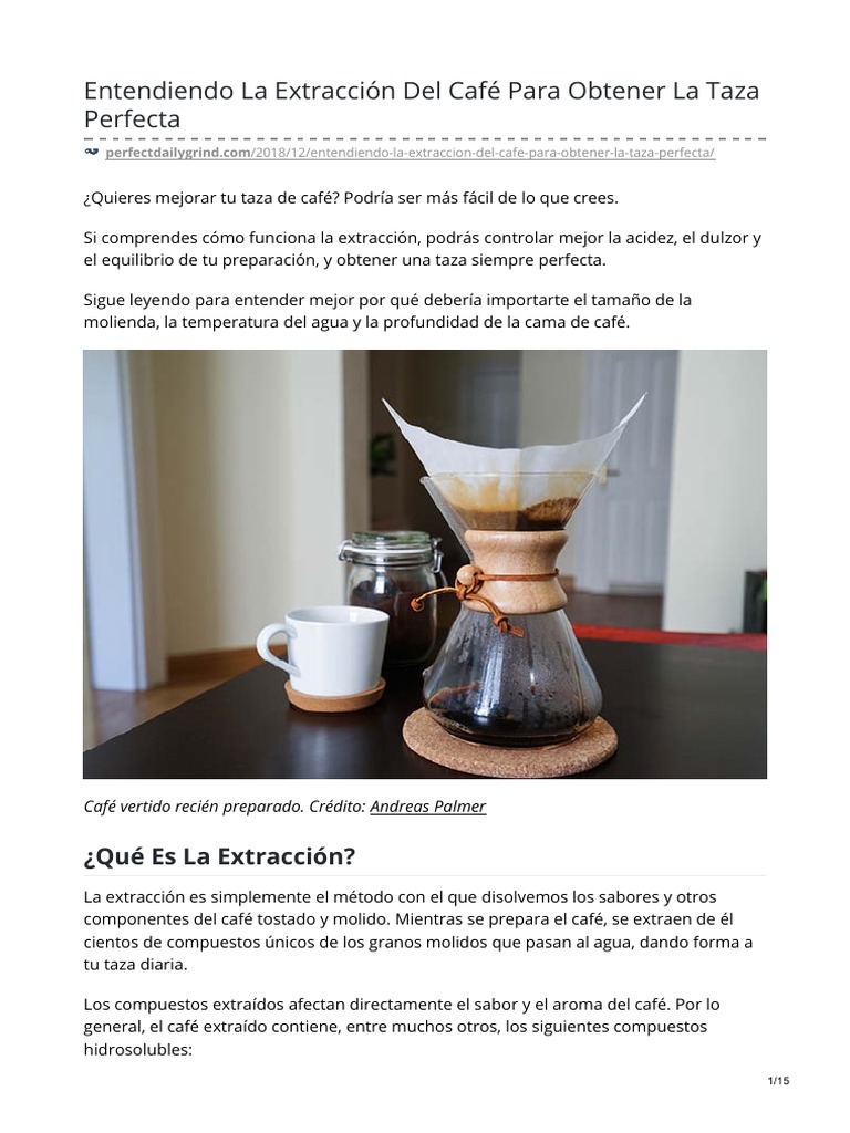 Entendiendo La Extracción Del Café para Obtener La Taza Perfecta, PDF, café