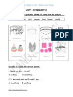 Unit 4 (Worksheet 2) Exercise 1: Look The Pictures. Write The Word With The Picture