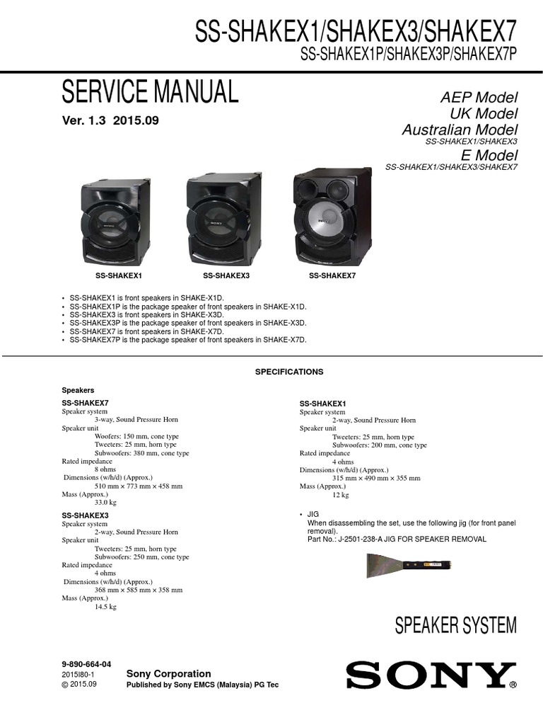 sony speaker system rated impedance