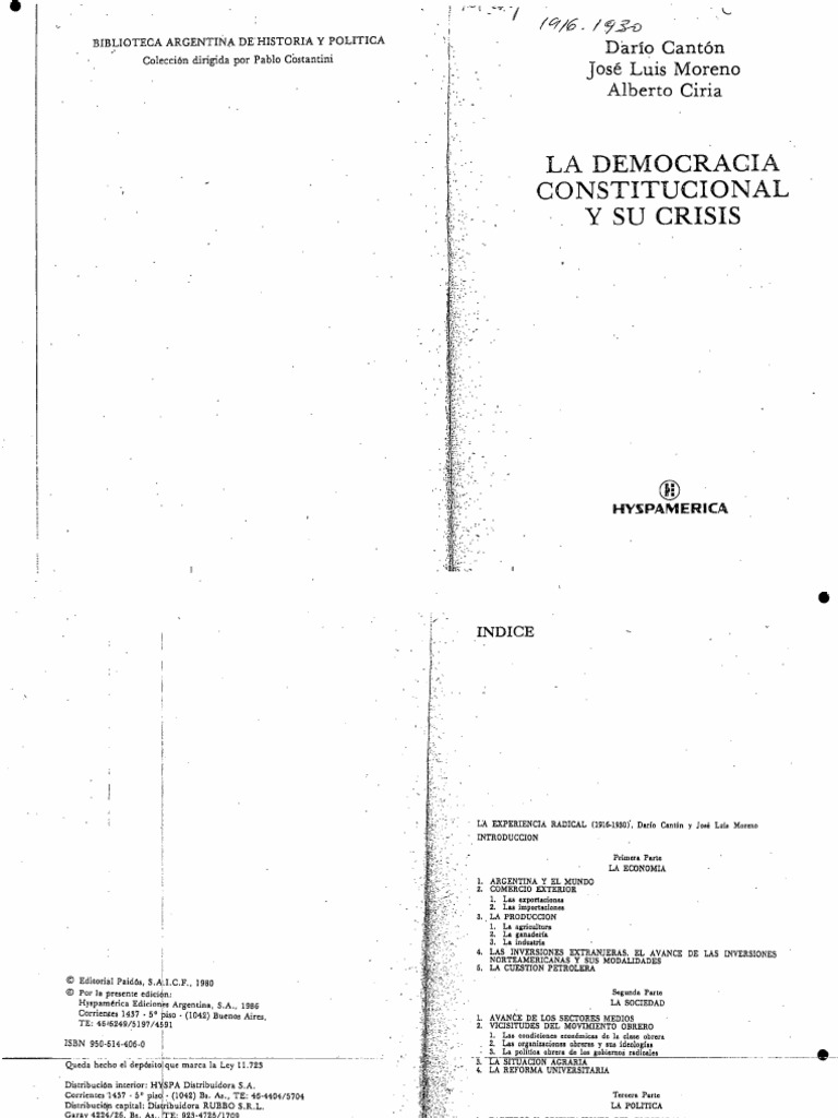 Crisis de la Democracia Constitucional | PDF | Radicalismo (Histórico ...