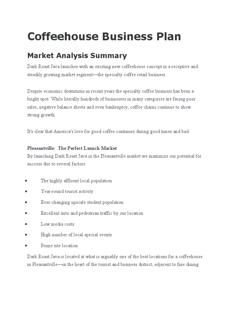 Coffeehouse Business Plan PDF Coffeehouse Coffee