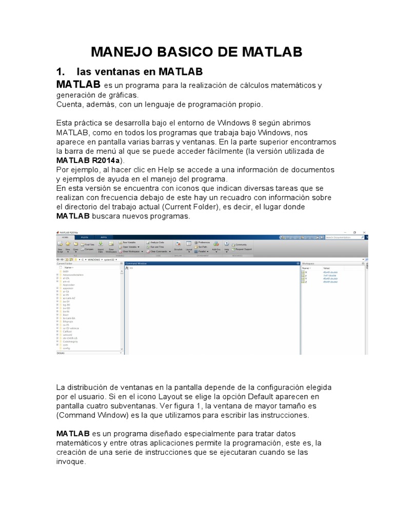 Guía Básica de MATLAB para Principiantes | PDF | Matriz (Matemáticas ...