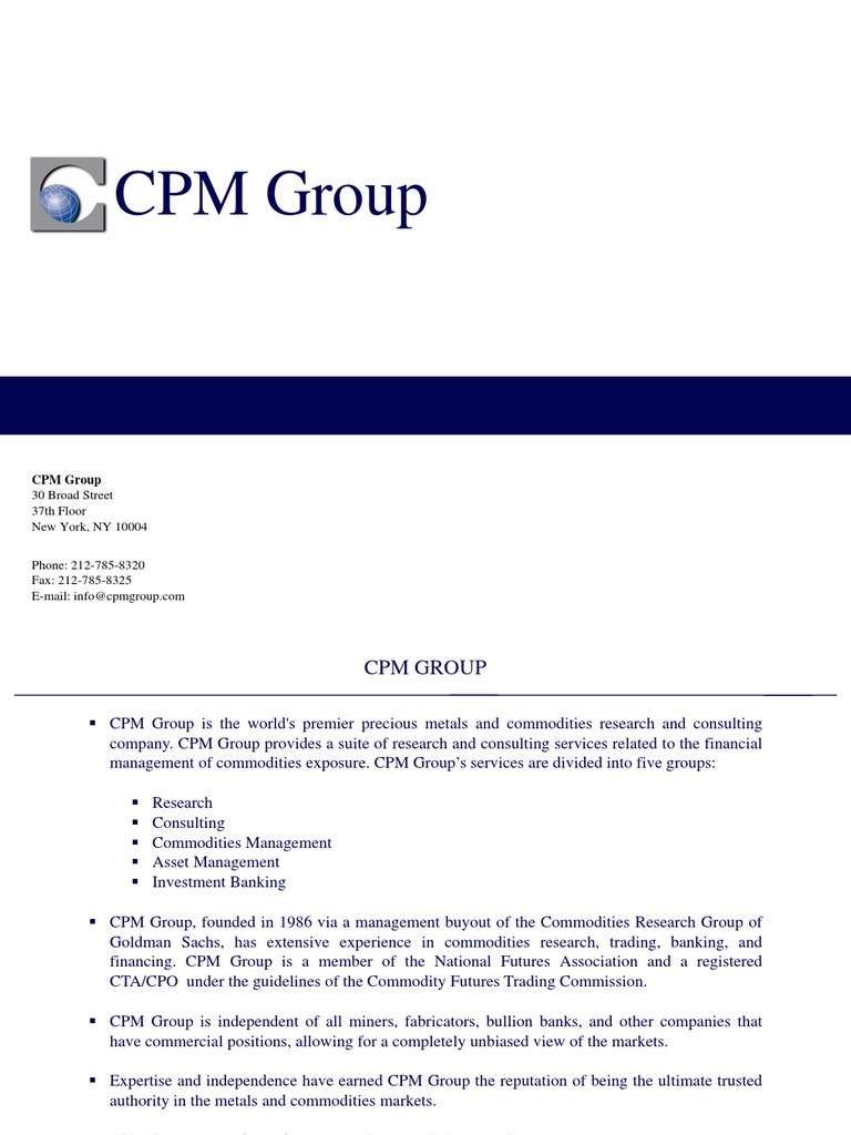 CPM Group PDF | PDF | Investment Banking | Hedge (Finance)