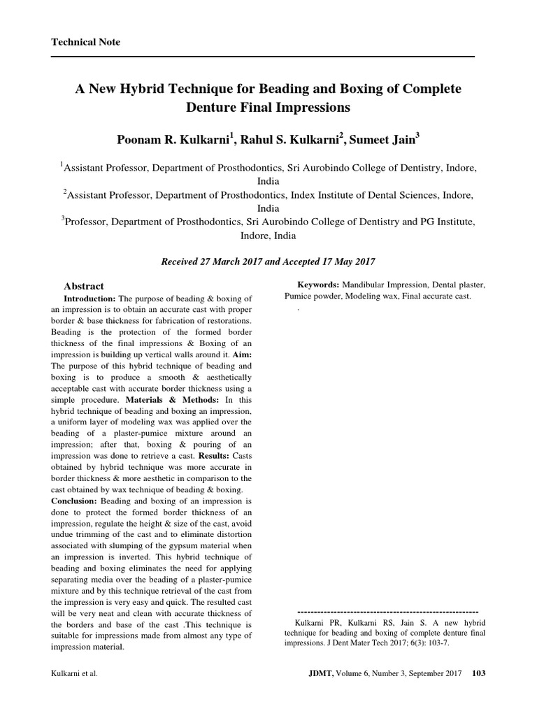 A New Hybrid Technique For Beading and Boxing of Complete Denture Final