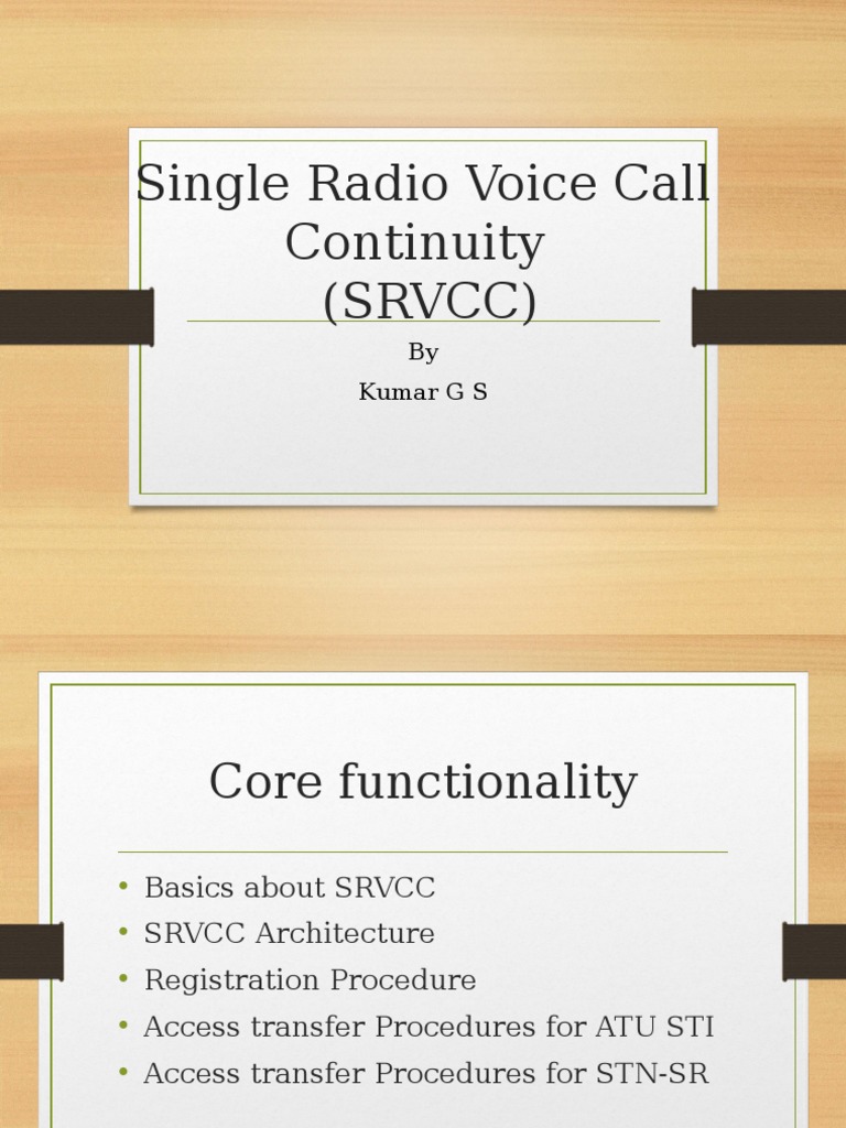 Single Radio Voice Call Continuity (SRVCC) by Kumar G S PDF Ip
