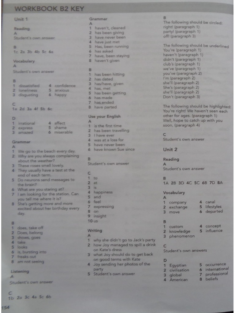 Close Up b2 Workbook Key | PDF