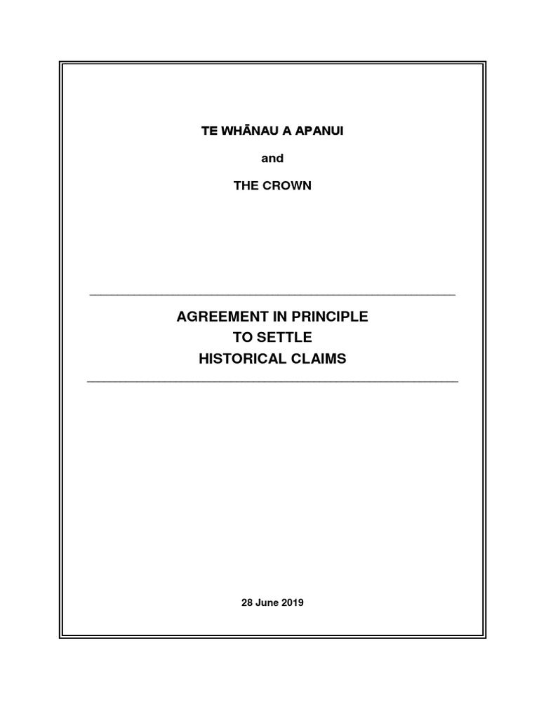 Te Whanau A Apanui Agreement in Principle PDF Māori People Treaty