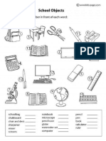 Cls. 1 - School Objects Worksheet