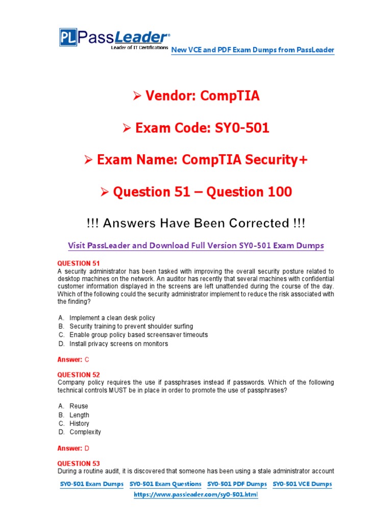 CompTIA Security+ SY0-501 Exam Insights | PDF | File Transfer Protocol ...
