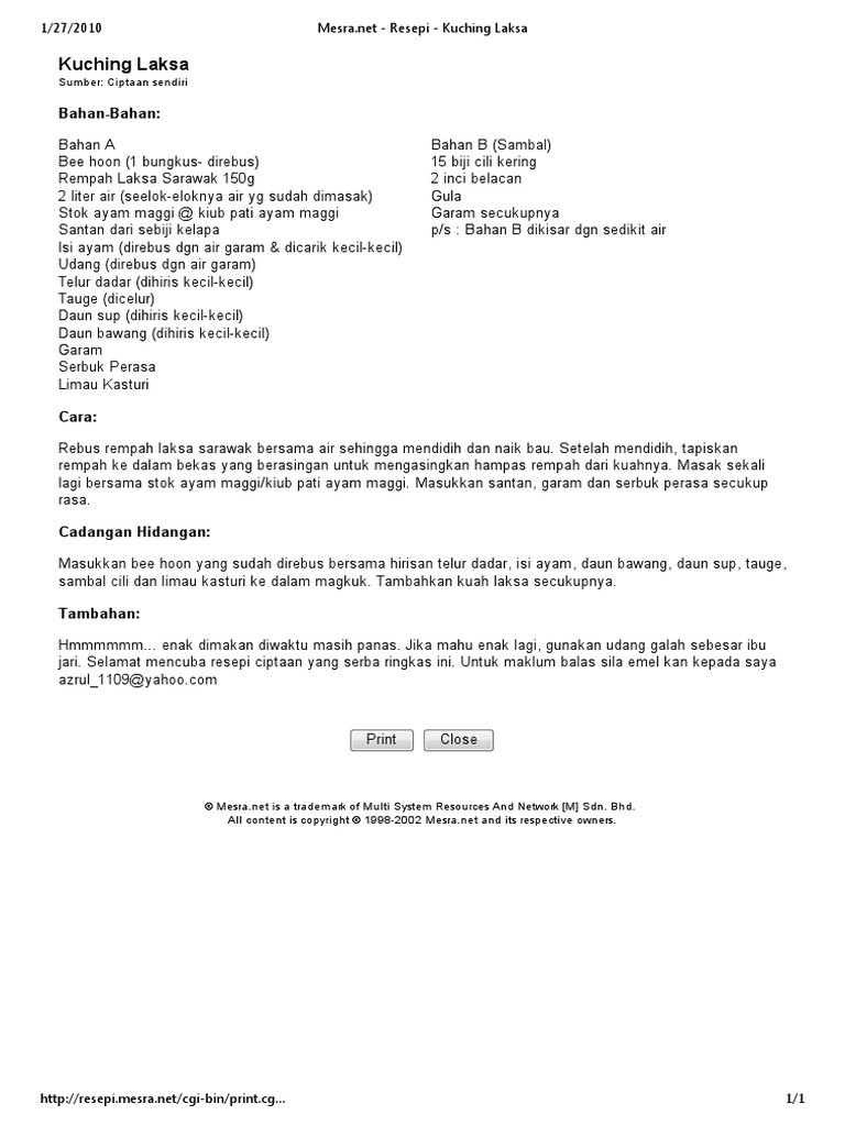 Resepi - Kuching Laksa  PDF