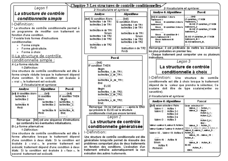 Structures de contrôle conditionnelles | PDF | Structure de contrôle ...