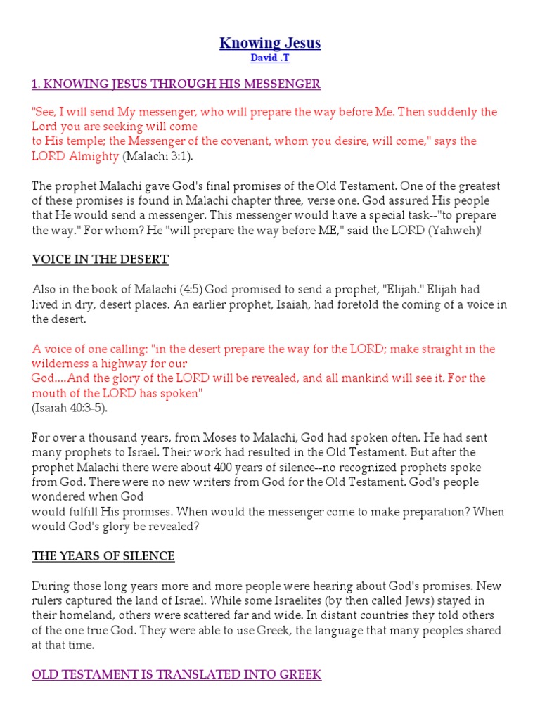 Knowing Jesus Through His Messenger | PDF | John The Baptist | Christianity