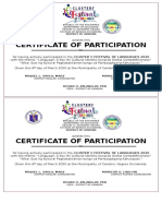 Certificate of Participation in Cluster 5 Festival of Languages 2020
