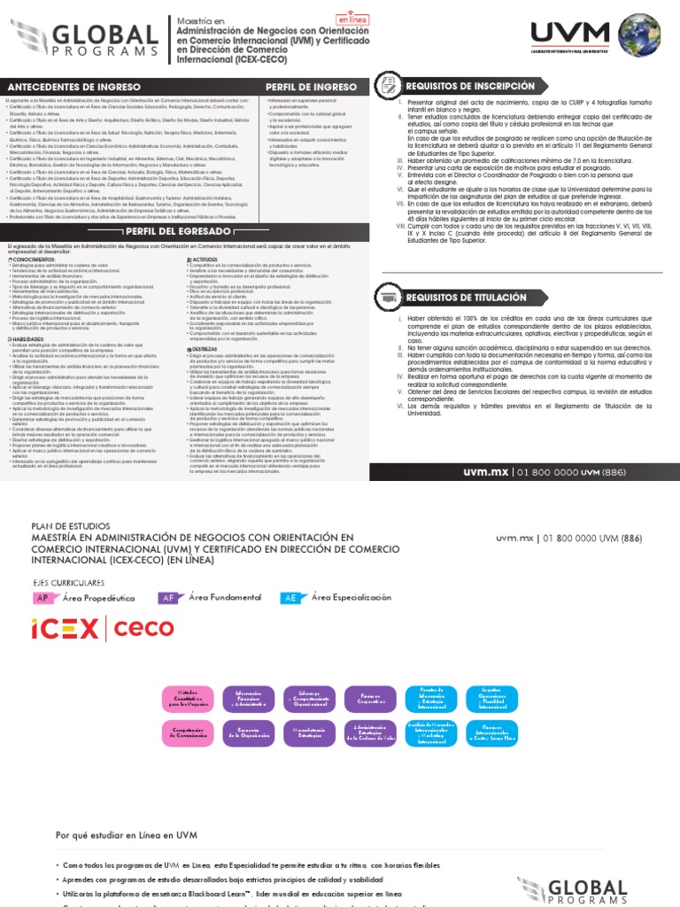 PG OL Maestria en Comercio Internacional Plan de Estudios | PDF ...