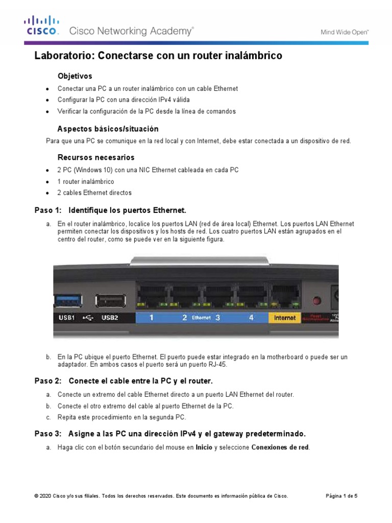 3.5.2.5 Lab - Connect To A Wireless Router | PDF | Dirección IP ...