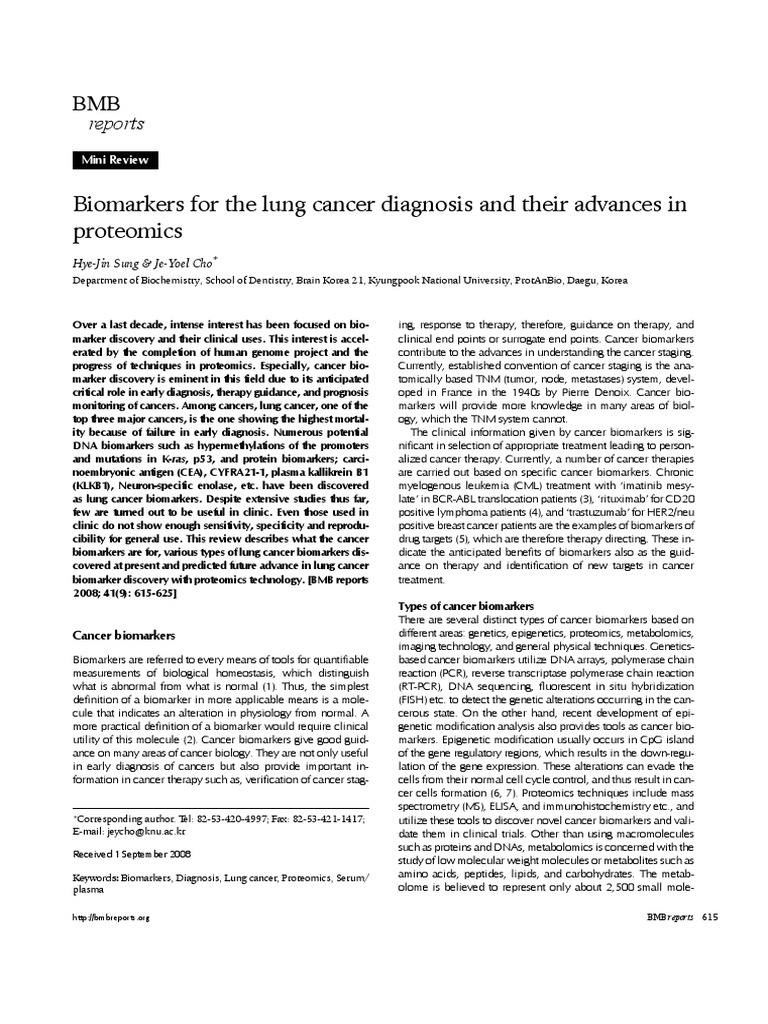 Lung Cancer Biomarkers and Proteomics | PDF | Biomarker | Proteomics