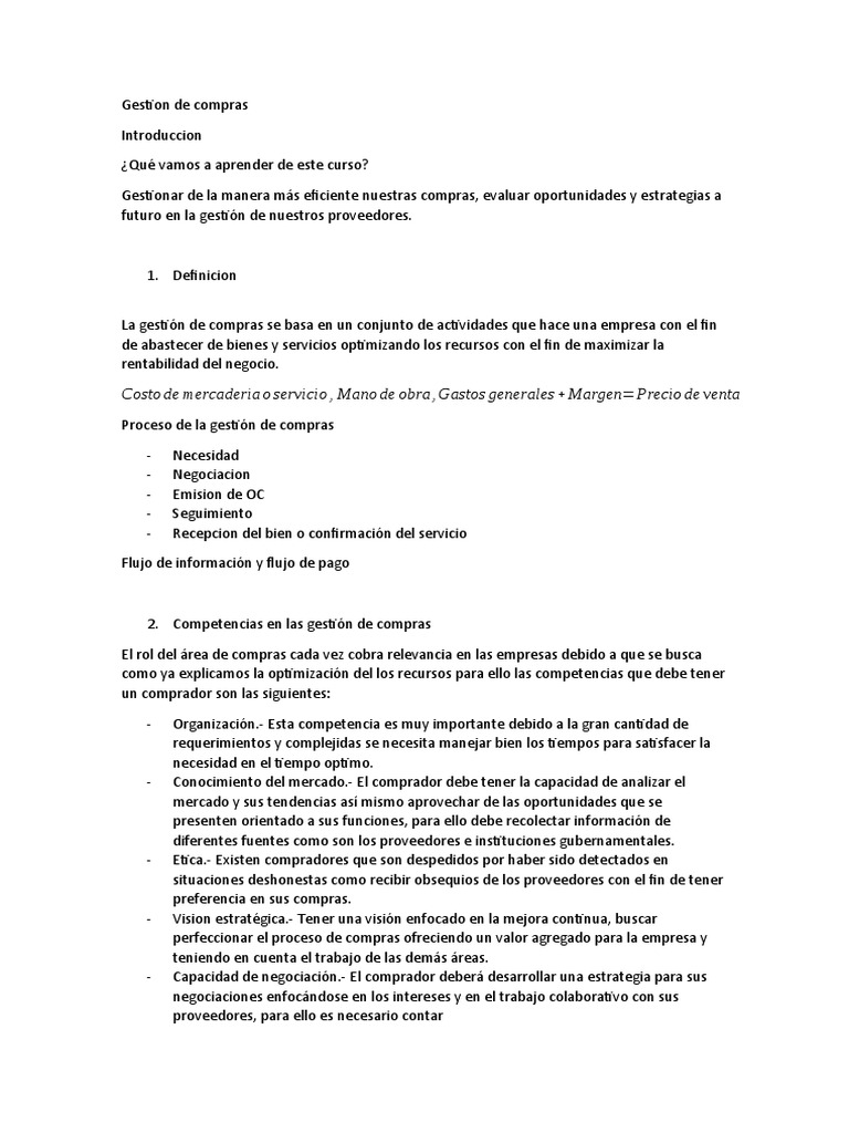 Gestion de Compras Curso | PDF | Mercado (economía) | Economias