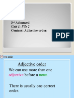 3 Advanced Content: Adjective Order.: Unit 1: File 2