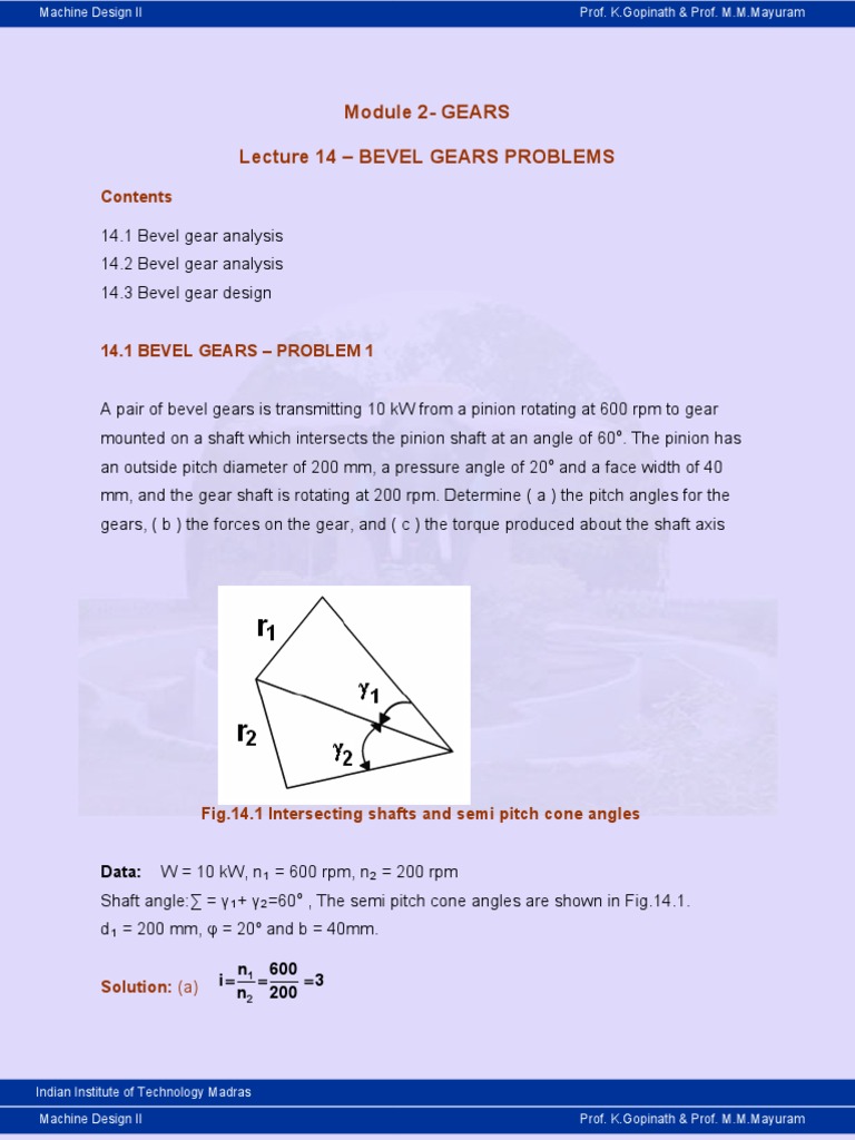 Bevel Gear Problem PDF Gear Ultimate Tensile Strength