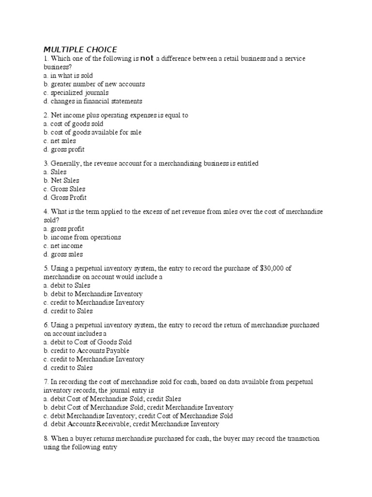 Merchandising Quiz 1 PDF Debits And Credits Expense