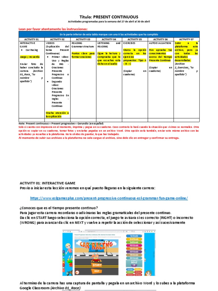 Present Continuous 6th Primaria | PDF | Unidades Semánticas | Lingüística