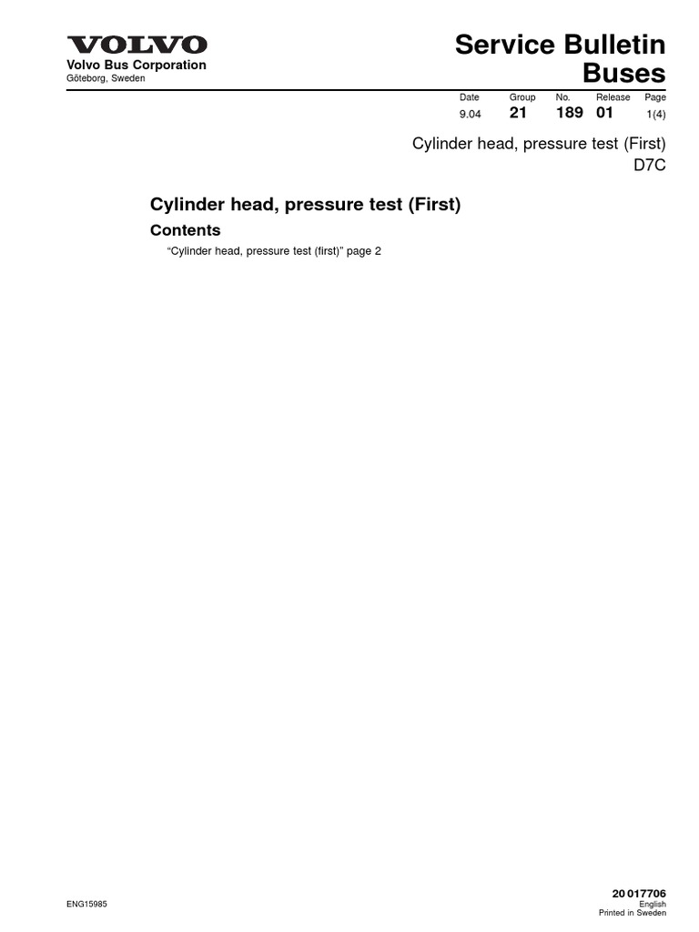 Cylinder Head, Pressure Test (First), D7C PDF Valve Pressure
