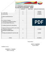 List of Itemized Expenditures