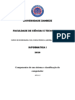 Universidade Zambeze: Componentes de Um Sistema e Classificação Do Computador