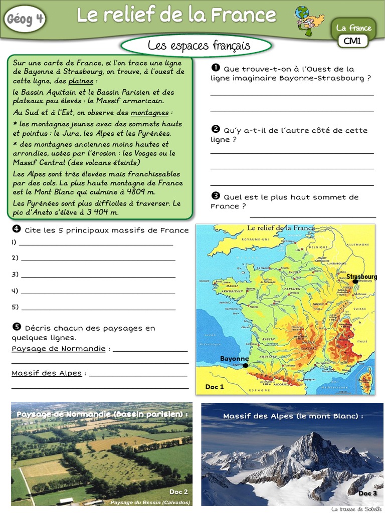 Le Relief De La France Cm1 Pdf G4 Le Relief de La France S | PDF | Montagnes | France