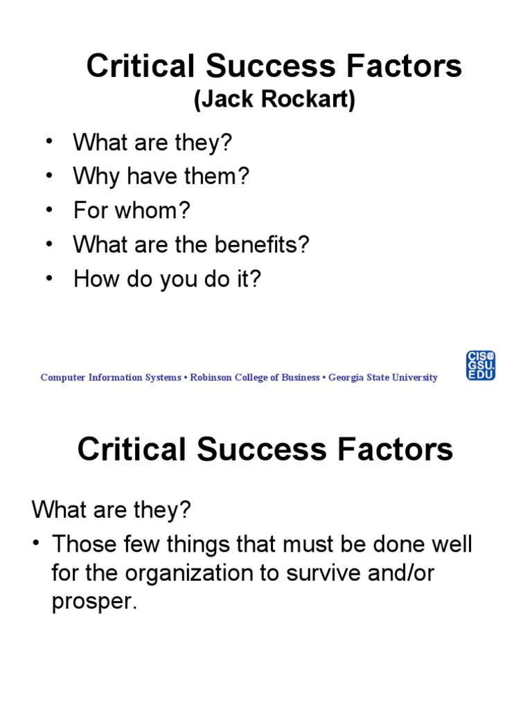 Understanding Critical Success Factors | PDF