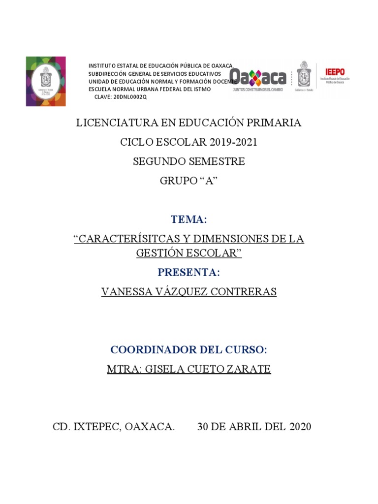 Dimensiones de la Gestión Escolar | PDF | Aprendizaje | Conceptos ...