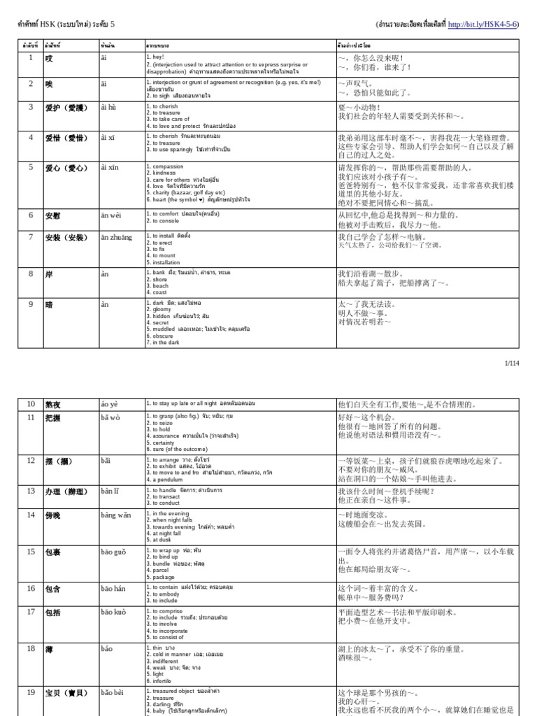 คำศ พท Hsk 5 Pdf