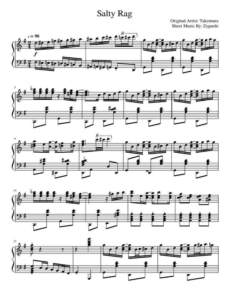 Salty Rag - Takemure (From Piano Tiles 2) | PDF