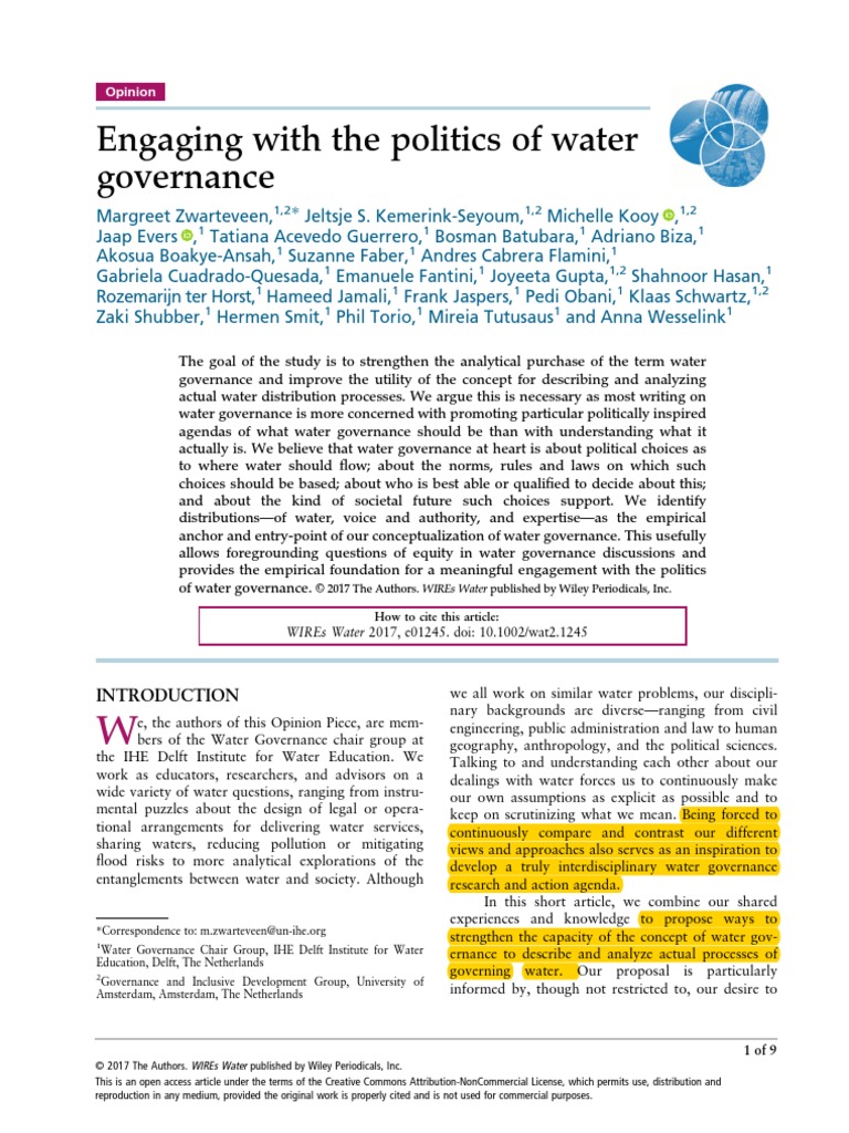 Gpmoraga Engaging With The Politics of Water Governance Eng | PDF ...