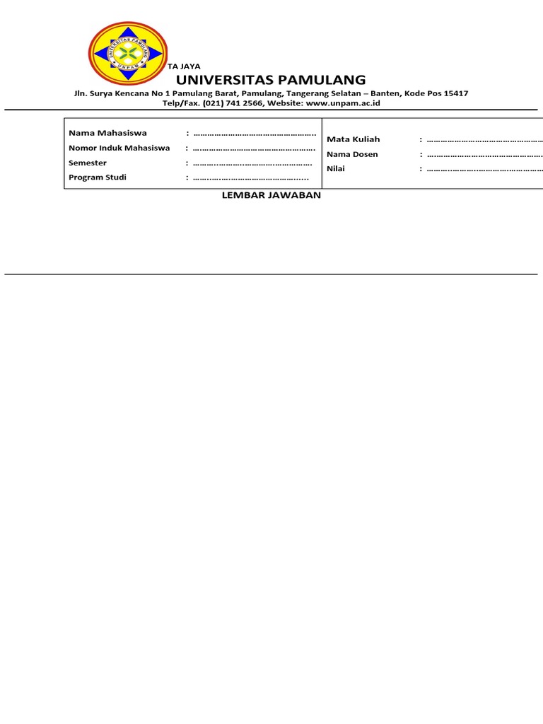 Lembar Jawaban Unpam Guru Paud