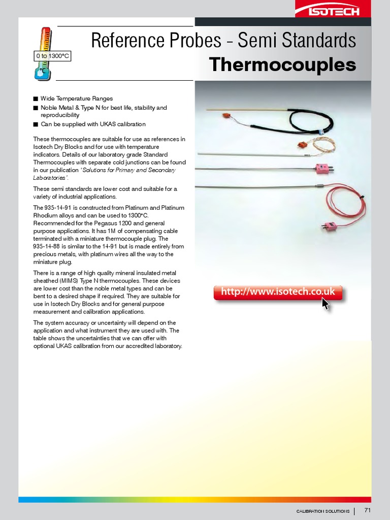 Reference Probes - Semi Standards: Thermocouples | PDF | Thermocouple ...