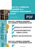 Role of A Chemical Engineer in A Chemical Processing Plant: Alday, Maria Roselle C. Aporo, Olivia Marie