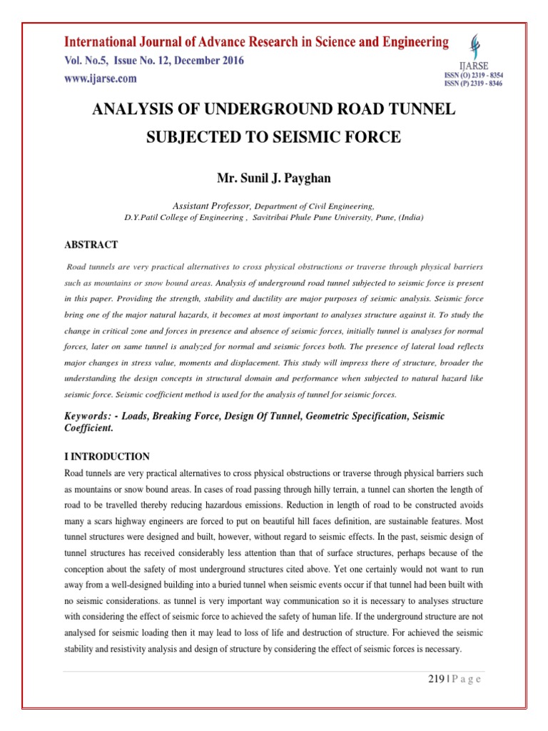 Seismic Analysis of Indian Road Tunnels | PDF | Seismology | Earthquakes