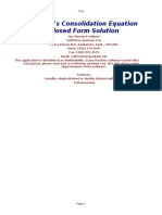 Terzaghi's Consolidation Equation Closed-Form Solution Spreadsheet