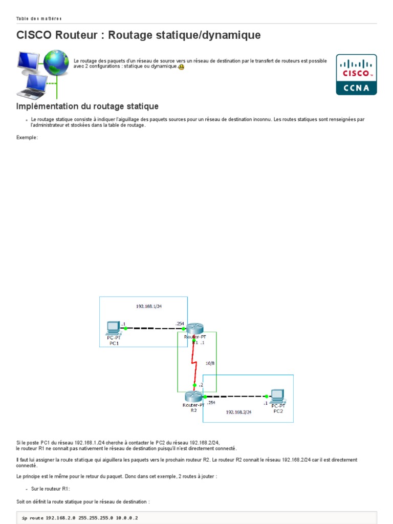 Routage Statique et Dynamique Cisco | PDF | Adresse IP | Routage
