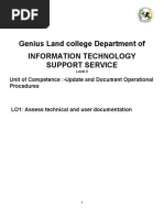 Genius Land College Department of Information Technology Support Service