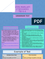 Afifa Marliati 1730104001 Tbi 6 A: Grammar Test