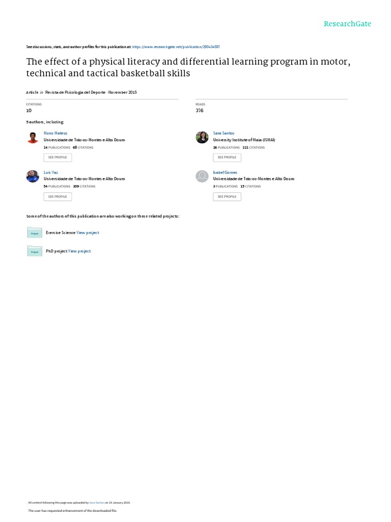 The Effect of A Physical Literacy and Differential Learning Program in