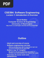 CSE584: Software Engineering: Lecture 1: Introduction & Overview