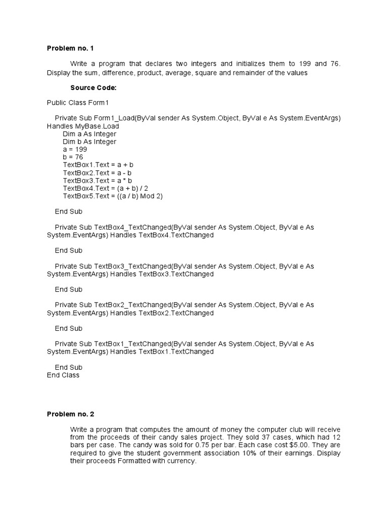 Problem No. 1 | PDF | Computer Programming | Computing