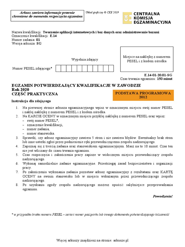Cke Egzamin Zawodowy Praktyczny 2020 Odpowiedzi