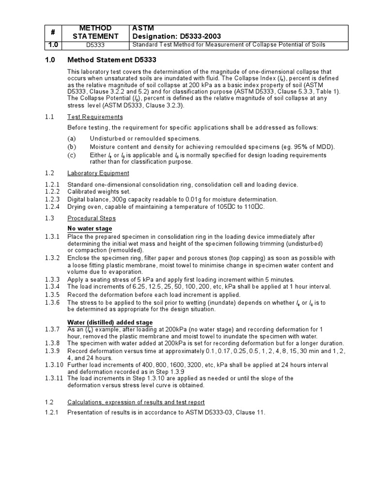 # Method Statement Astm Designation: D5333-2003 1.0 1.0 Method ...