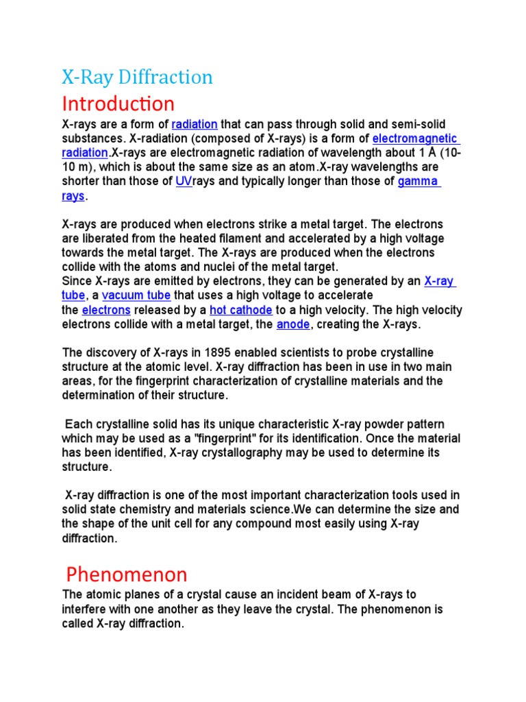 Applications of X-Ray Diffraction | PDF | X Ray Crystallography | Electron