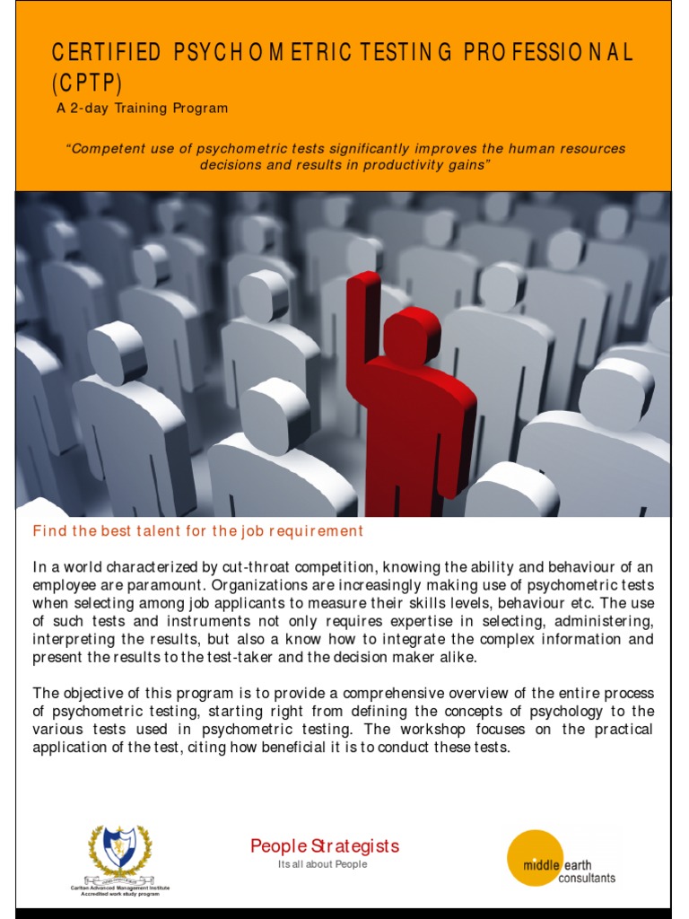 Certified Psycho Metric Testing Professional | PDF | Psychometrics | Expert